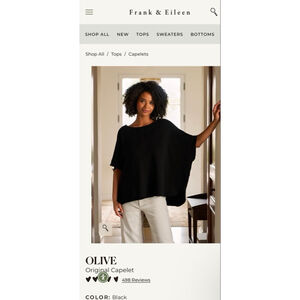 New Frank & Eileen Black Olive Original Triple Fleece Capelet OS